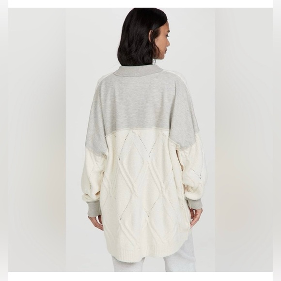 FREE PEOPLE Olympia Tunic Sweater | Ivory Combo MSRP $168 Size Large Oversized - Picture 8 of 10